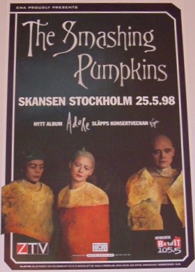 Smashing Pumpkins concert poster, Skansen Park, Stockholm, 25 May 1998